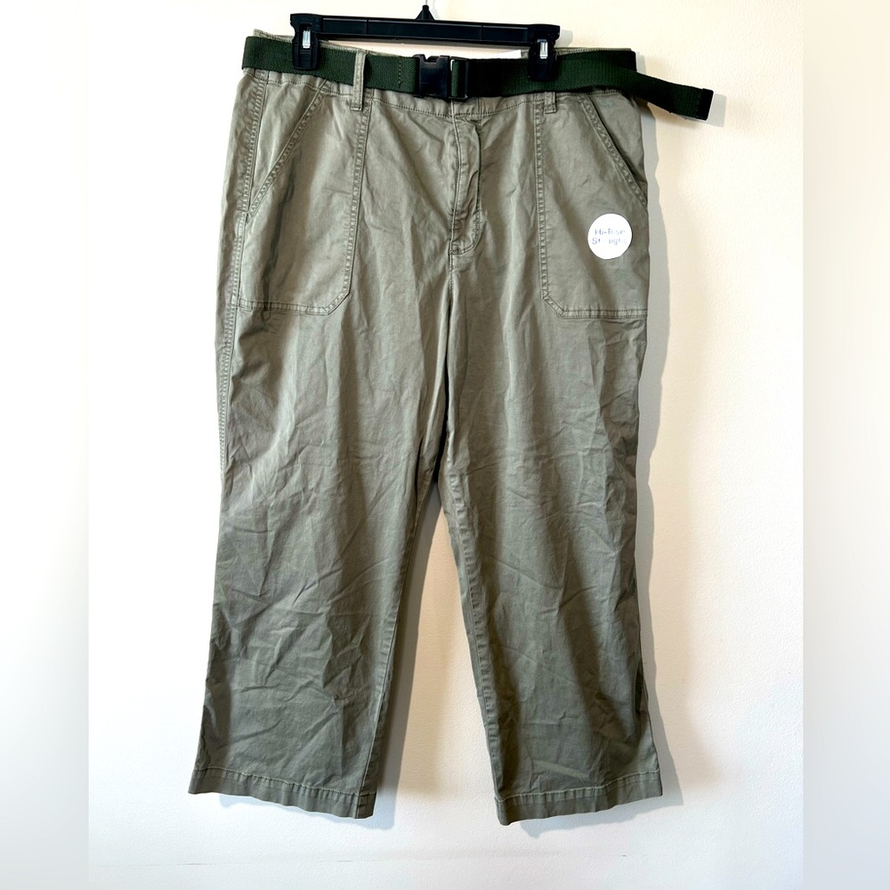 Arizona Jean Company Green Straight Leg Pants Juniors 17 High Rise Wider Leg New